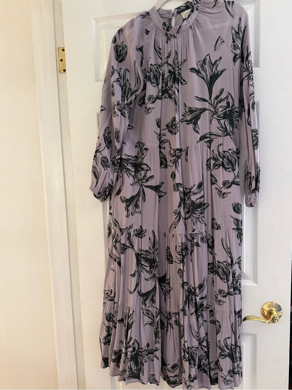 A New Day Lilac Maxi Dress with Hunter GreenFloral Print